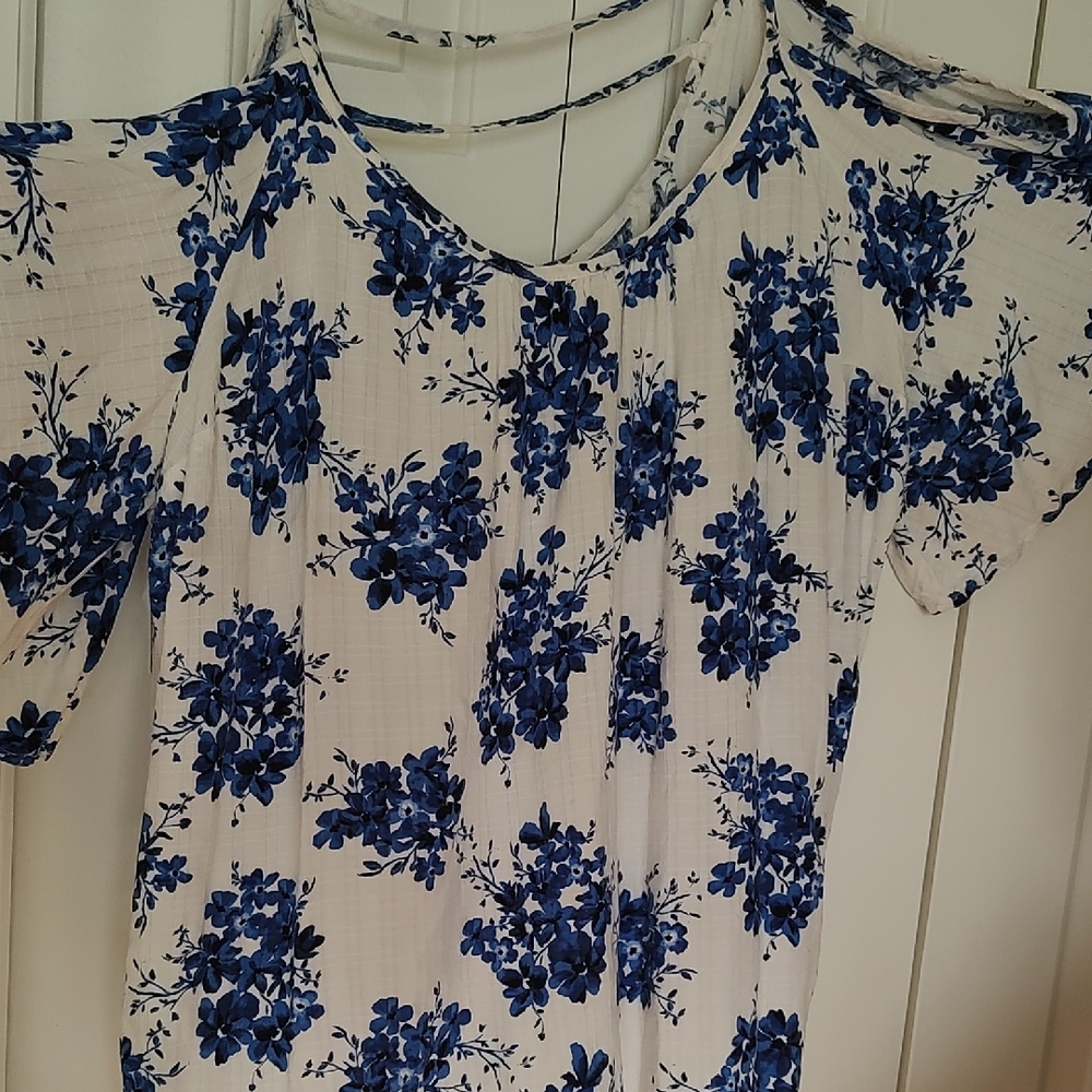 Torrid Blue Cut Out Blouse with Short Sleeves
